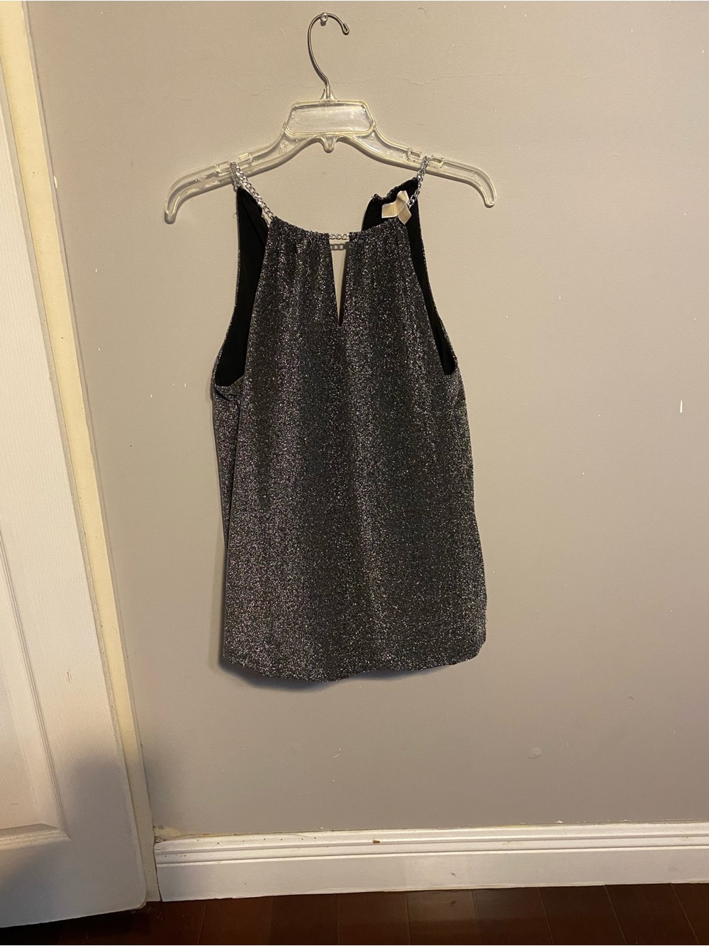 Michael Kors Silver-Black Glitter Halter Top